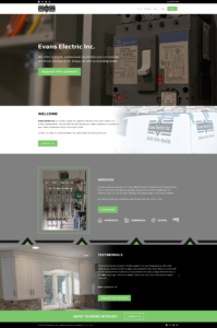 Evans Electric Inc Website Screenshot A screenshot of the homepage of evanselectric.ca